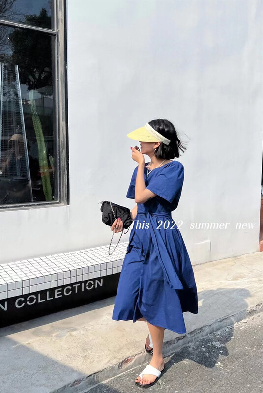 [this] Korean style bow round neck dress r1109# CSX