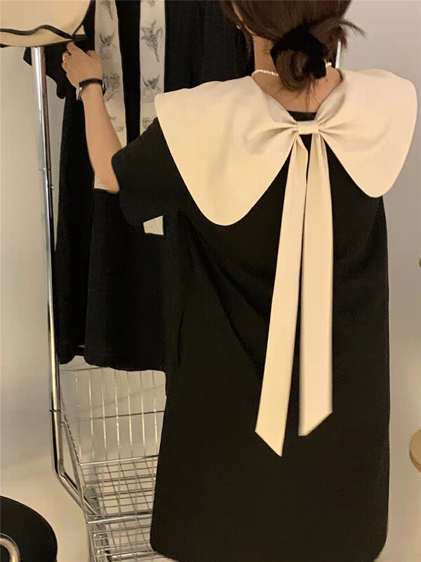 [bobi] color matching bow fashion dress 8876# hjy