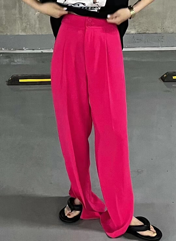 [show] comfortable wide leg double button trousers 88340# ozq