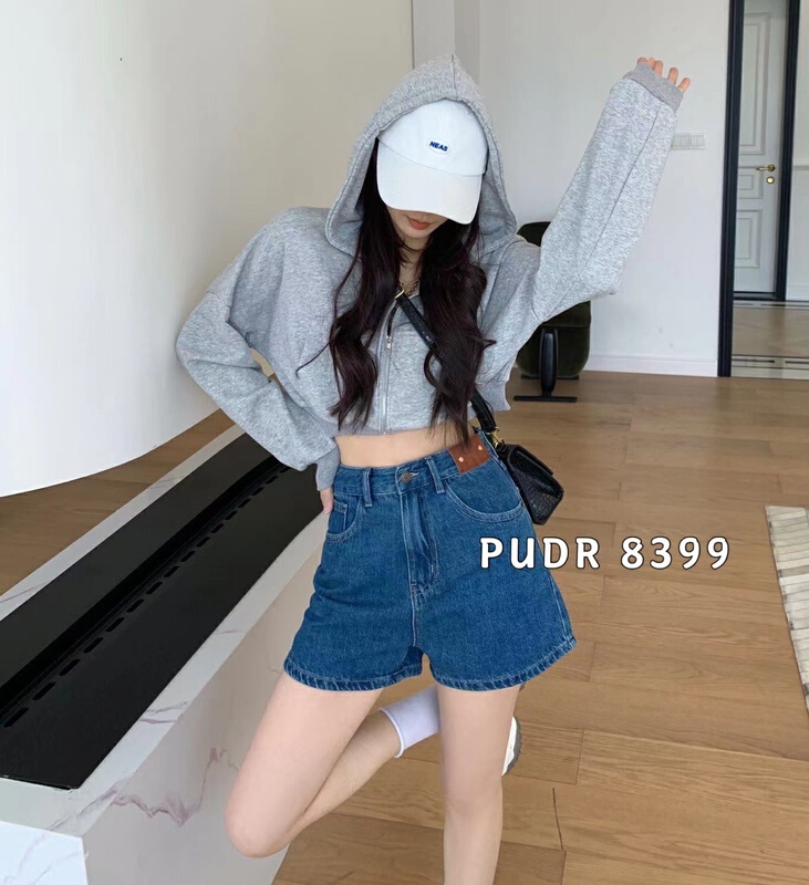 New year in early spring! [pudr] fashionable and versatile casual leather brand denim shorts 8399 blue 8399-1 black 8399-2 white # XJ