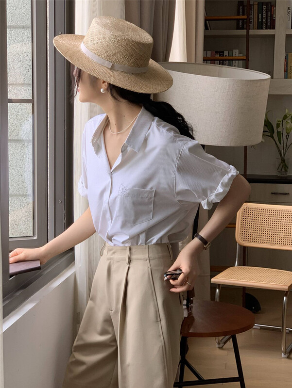 [clean space] commuter style design small pocket versatile shirt 31829# CLS