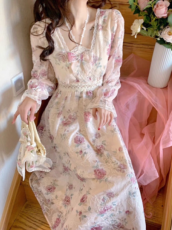 New year in early spring! [jun.t] broken flower waist closing tea break French dress (skirt only) 5673# PCZ