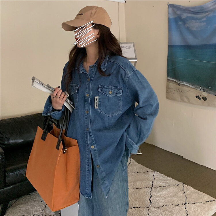 New year in early spring! [timely rain] Korean style ins retro Hong Kong flavor versatile loose temperament denim coat af2125# YYW
