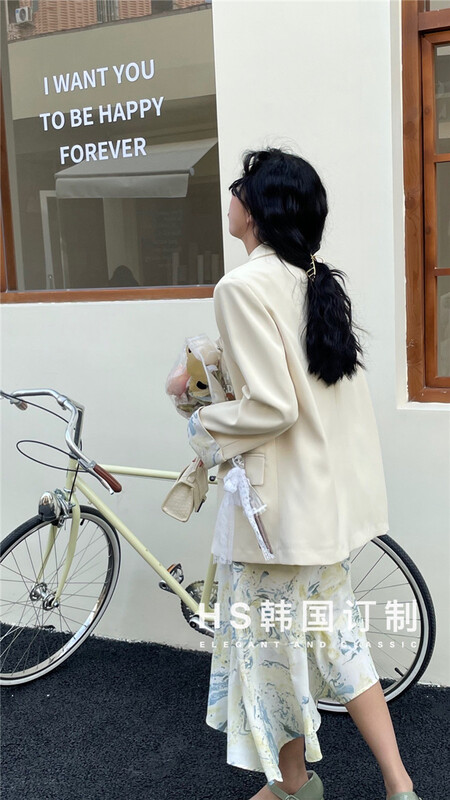 早春上新！【HS韓國定製】韓版氣質袖子印花西裝  26066#  HJY