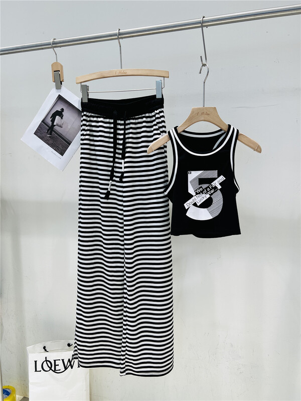 [Mi Luo] stripe comfortable Korean casual pants 88027# hyy