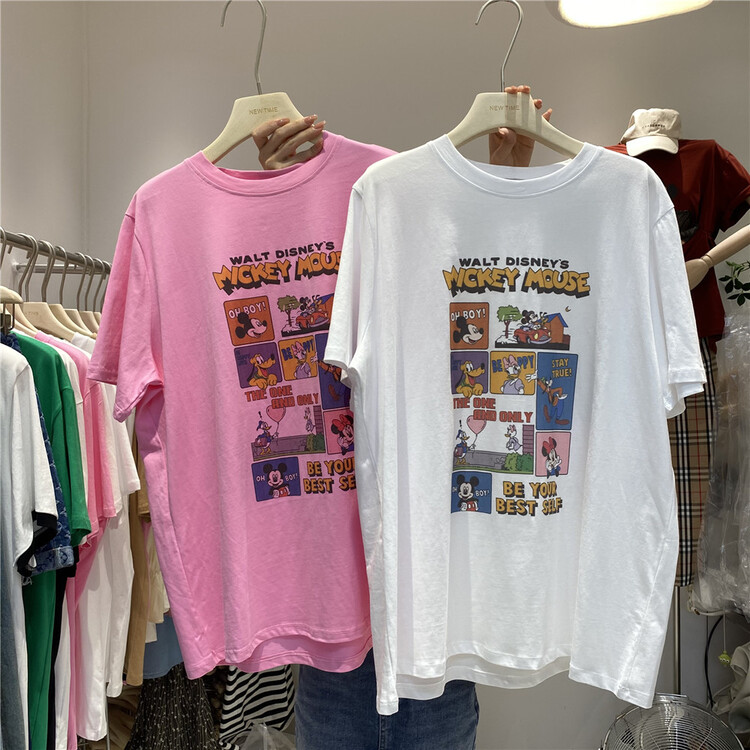 [new time] simple and loose Mickey print short sleeve T-shirt 6156# XYY