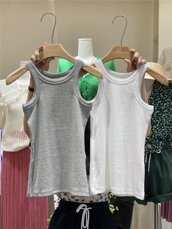 New in early summer! [double seven] crew neck clean color versatile vest / sling 10100# zxx