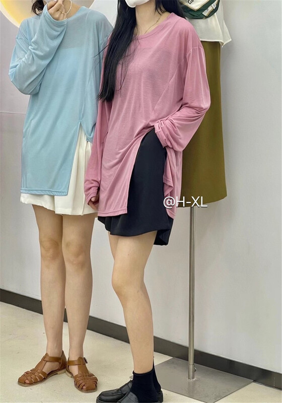 [h-xl] Korean solid color versatile sunscreen shirt 3568# ll