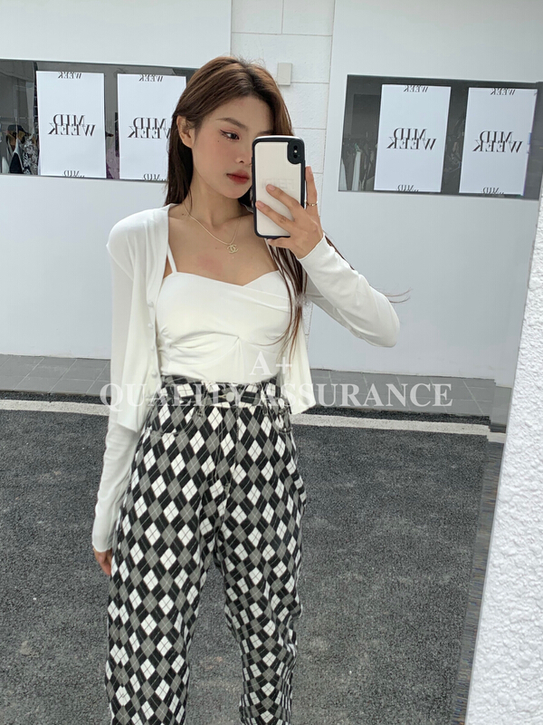 [a +] Vintage diamond check straight jeans 6608# WPL