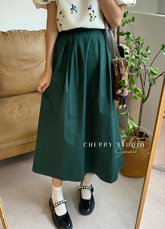 【CHERRY  STUDIO】復古簡約百搭半身裙  6524-1#  HBX