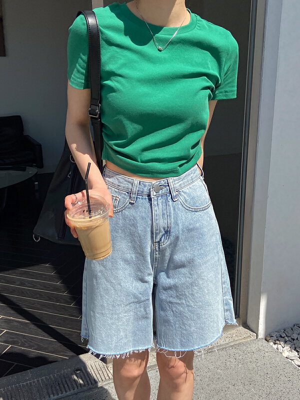 New in early summer! [C for her] high waist woolen five point jeans 5125# XJ