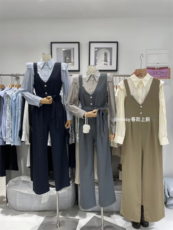 goods in stock! New year in early spring! [miss. Y] solid color simple and versatile suspender pants (with belt) (excluding matching) 8980# zxx