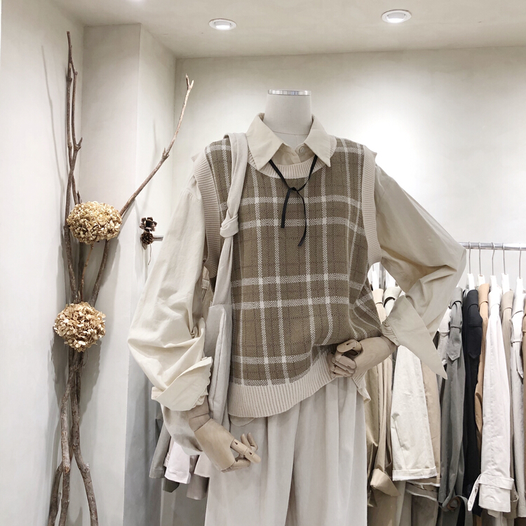 New year in early spring! [I look] Japanese overlapping Plaid vest ck1521# ZSY