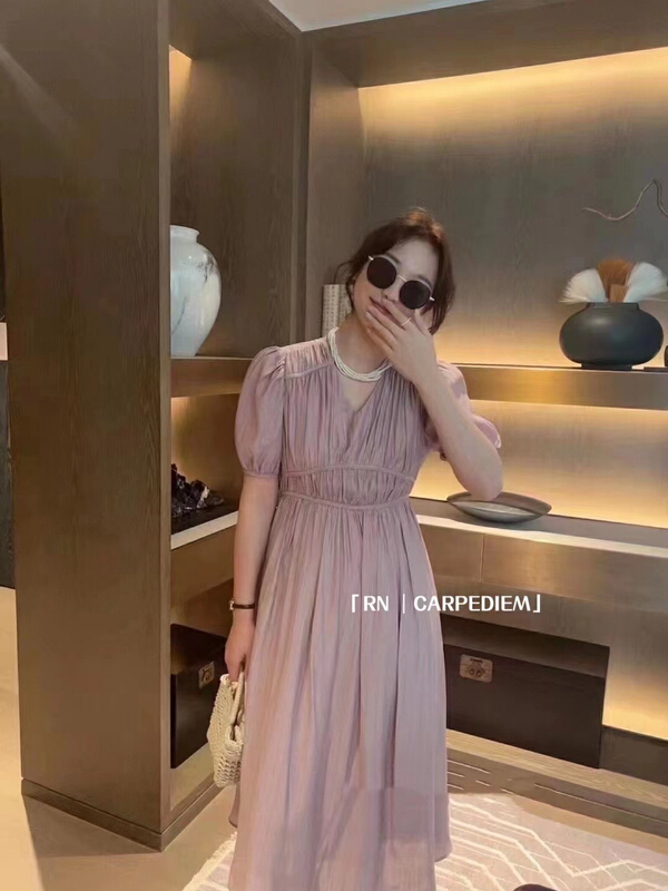 [R n] fashion temperament V-neck waist dress 81009# ll