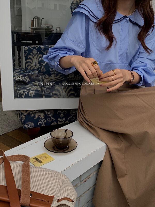 New year in early spring! [on line] foreign style aging three-layer Lotus Leaf Lapel design shirt 6112# jhy