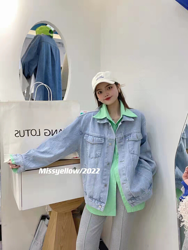 New year in early spring! [GL] Korean color matching fake two versatile denim coats 2202# XYY