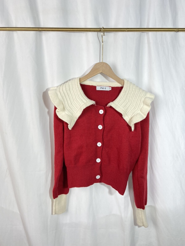 New in early summer! [Yi show shop] stitching design sense Vintage Korean knitted cardigan ys1-922# Cl