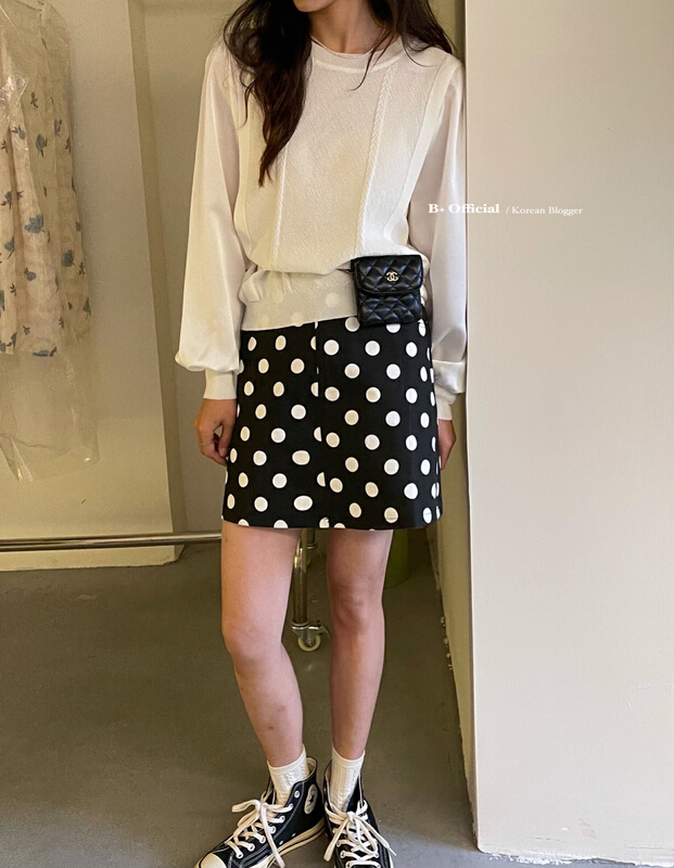 goods in stock! [B plus] casual wave point retro skirt 22-989-2# HBx