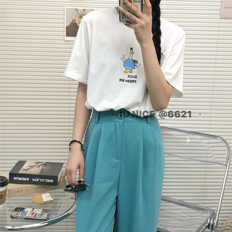 【IU NICE】Korean Round Neck Comfortable Short Sleeve T-Shirt 6621# LL