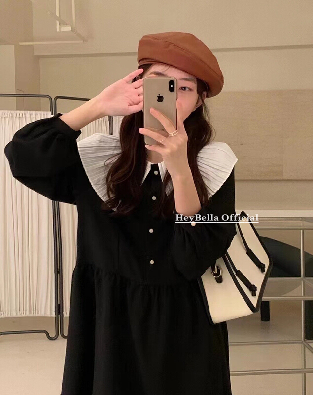goods in stock! New year in early spring! [hey Bella] French color contrast minority dress 2259# ll