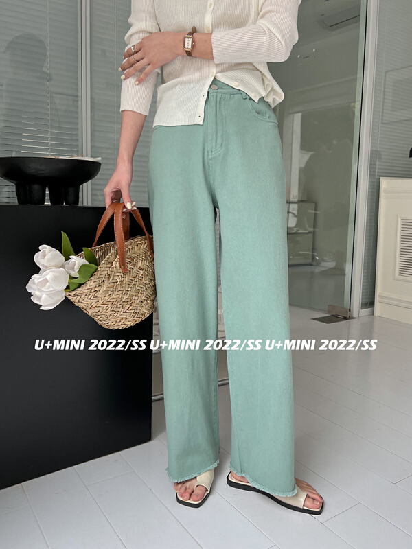 goods in stock! New year in early spring! [U + Mini] Korean version in straight loose jeans d0525# jhy