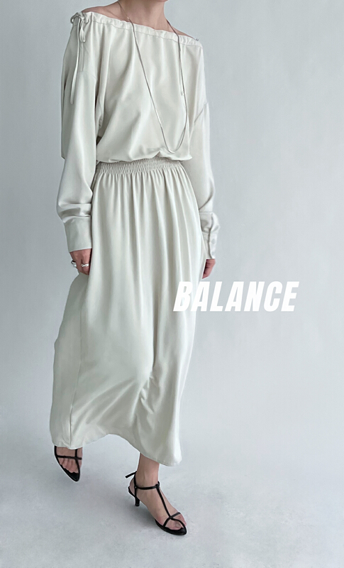 [balance] minimalist gentle slim drawstring Shoulder Pull dress bl6035# XYJ
