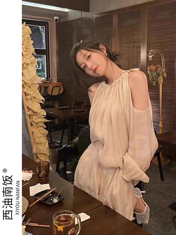 [rasion] temperament design sense long sleeve shirt + high waist and wide leg Shorts Set 8465# LSL