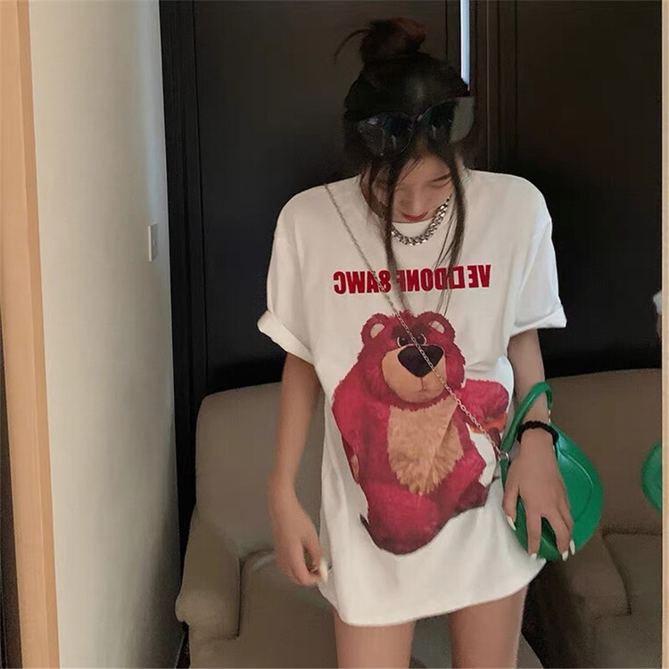 [Naikan Nik] Korean versatile bear print short sleeve T-shirt 9629# lwy