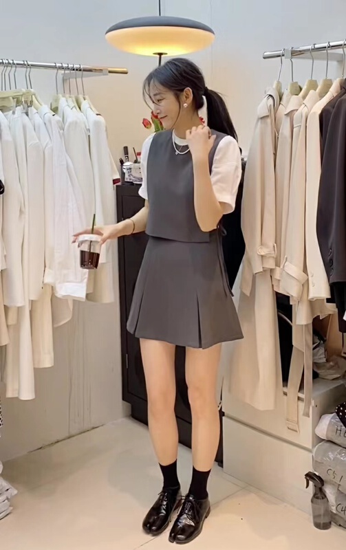[f.three] clean round neck versatile short sleeve T-shirt 87236# XJ