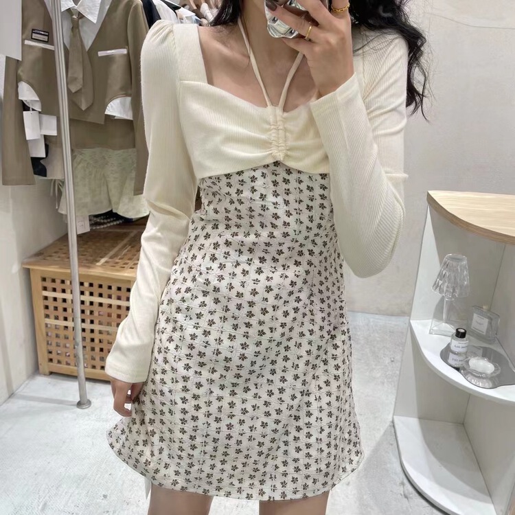 goods in stock! Early spring Shangxin [NC edition] square neck hanging neck embroidery dress q8998# zxx