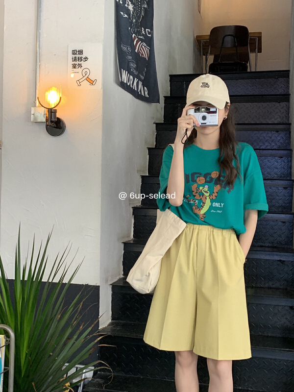 [6-up] Korean simple and comfortable casual pants (with waist rope) 68237# XJ