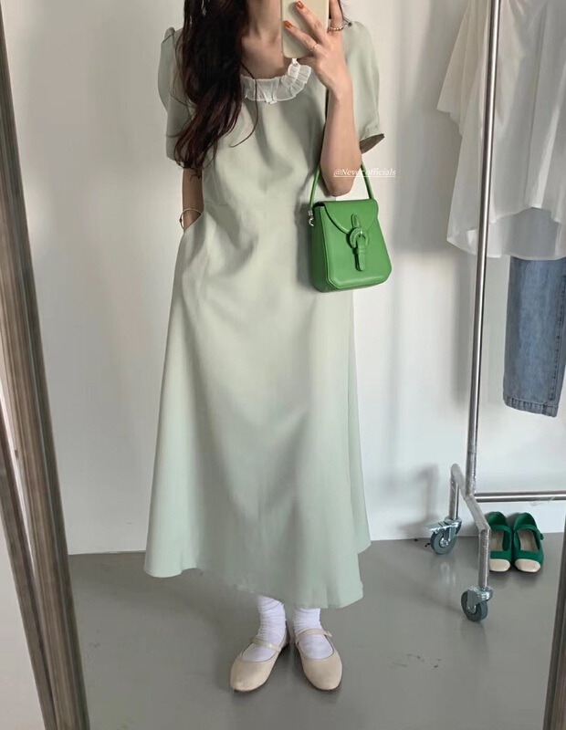 [Jin. C] Ruffle temperament bubble sleeve dress cc3056# XYY
