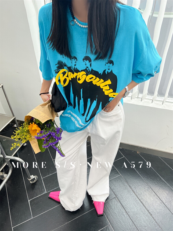 Original price 66.55! New year in early spring! [more] Korean print Pullover short sleeve T-shirt 8859# ozq