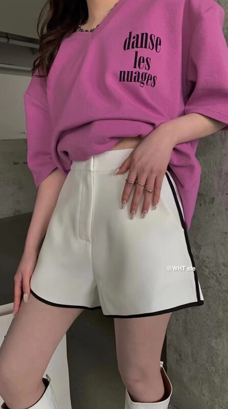 New in early summer! [wht] back elastic high waist slim casual shorts ys2-4003# WTT