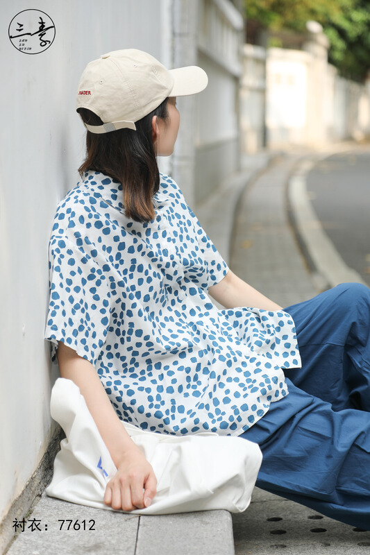 [original three element clothes] simple temperament casual wave point shirt 77612# XYJ