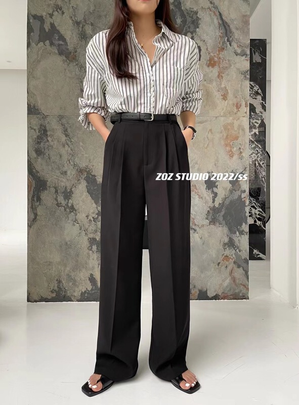goods in stock! Cxdhh / new in early spring! [ZOZ] Korean version simple and versatile casual pants (with belt) ys1-xb5-022019 belt wide leg pants # HLL