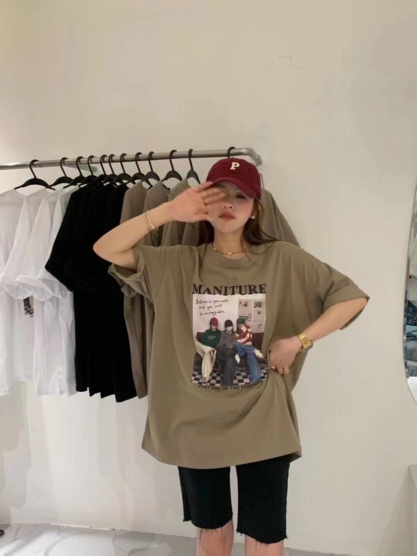 [Mao Mao] Korean fashion letter printed short sleeve T-shirt 5023# ll