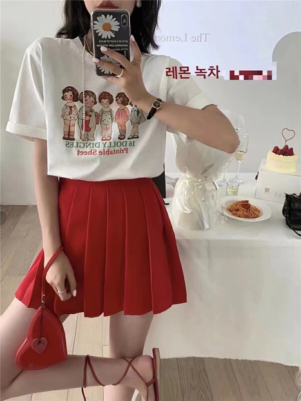 [charming] Korean cartoon villain round neck short sleeve T-shirt t1064# zjy
