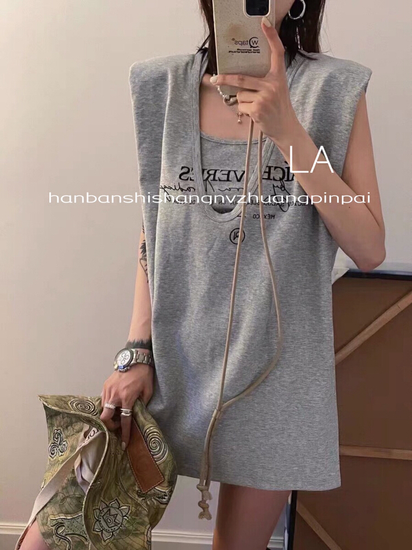 [laqssy] fashion niche letter vest / sling 1169# zyh