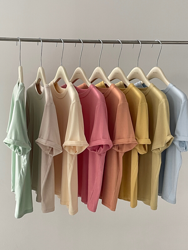 [Kittin] solid round neck threaded basic short sleeve T-shirt 325# XYY