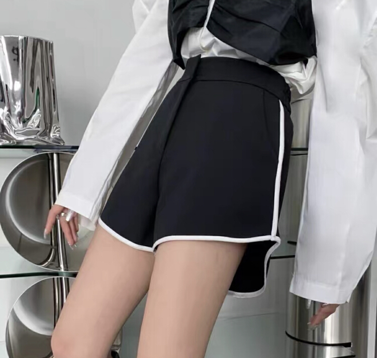 [Gangan] contrast color bonded high waist casual pants 1282# Cl
