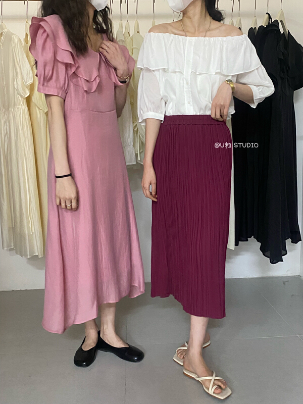 New in early summer! [U grain] pleated to show thin, versatile skirt 9187# HBx