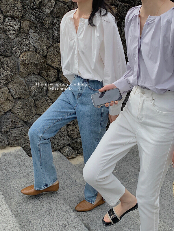 goods in stock! New year in early spring! [miss miss miss home] Korean loose solid color shirt 2f023# ZSY