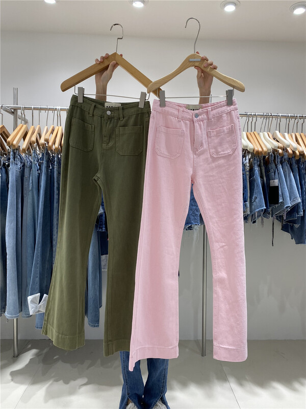[o not 1] Korean simple micro trumpet jeans w403# LSW
