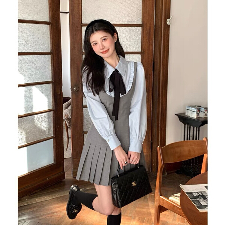 New year in early spring! [by] college style design color matching dress (with detachable bow) 5996# HBx