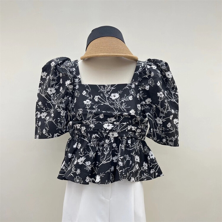[Mr.Z] square neck bubble sleeve ladies' blouse (only for small blouses) 96919# L