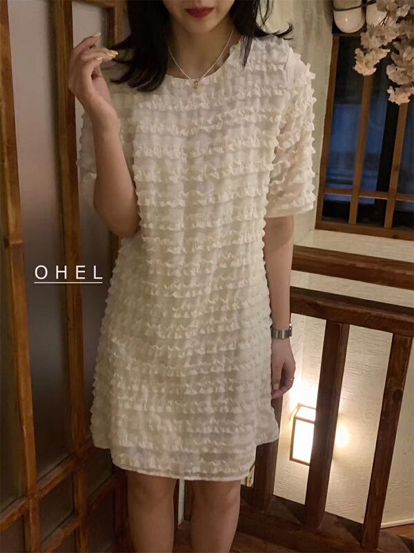 goods in stock! New in early summer! [Ohel] fashionable design of a small group, layered ear edge dress 22062# CLS