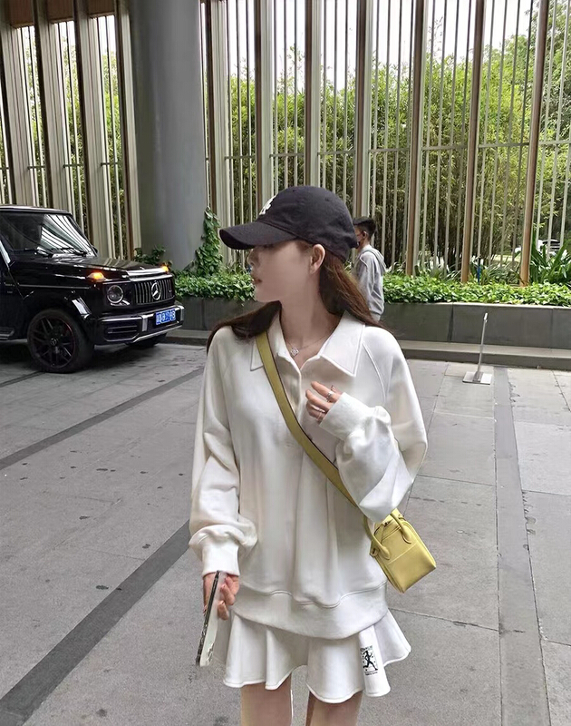 goods in stock! New year in early spring! [are studio] casual and versatile Lapel loose sweater + high waist slim skirt set 9693# WPL