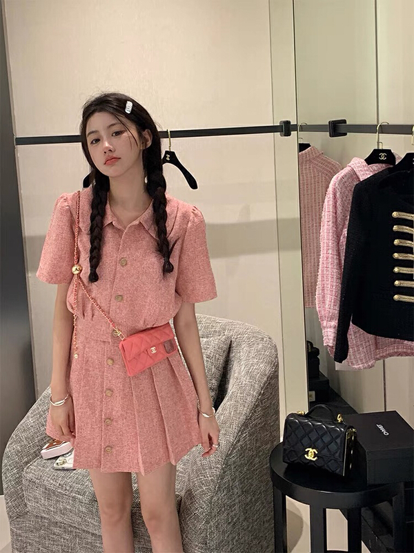 New in early summer! [jun.t] Korean version small fragrance sweet short coat + high waist thin skirt suit 5881# PCZ