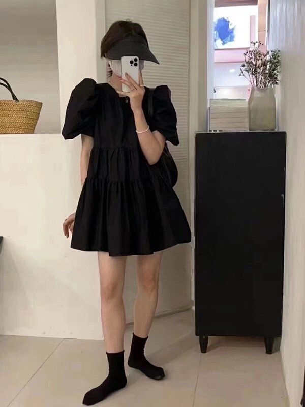 [FF. Studio] hollowed out backless short sleeved puffy dress (dress only) 7797# ozq